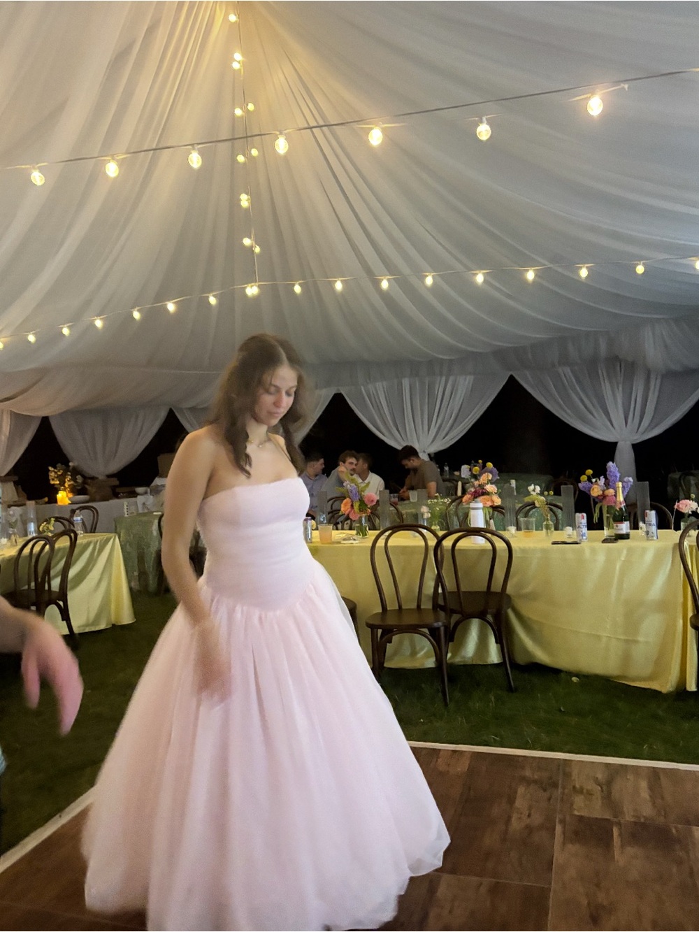 Anthropologie Strapless Blush Pink Tulle Midi Dress - Picture 2 of 4